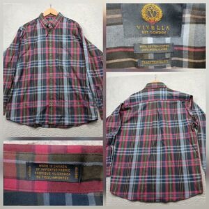 Viyella London Plaid Shirt Men's 25x27 Sleeve Multicolor Cotton Wool Blend